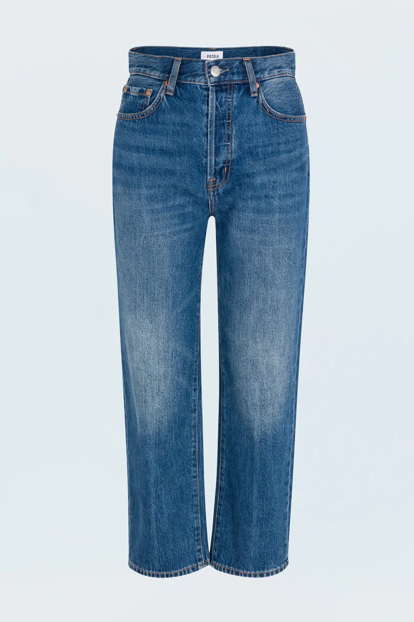 The Cassie High Rise Straight in Fairview is a cropped vintage-inspired straight-leg jean in a clean medium wash