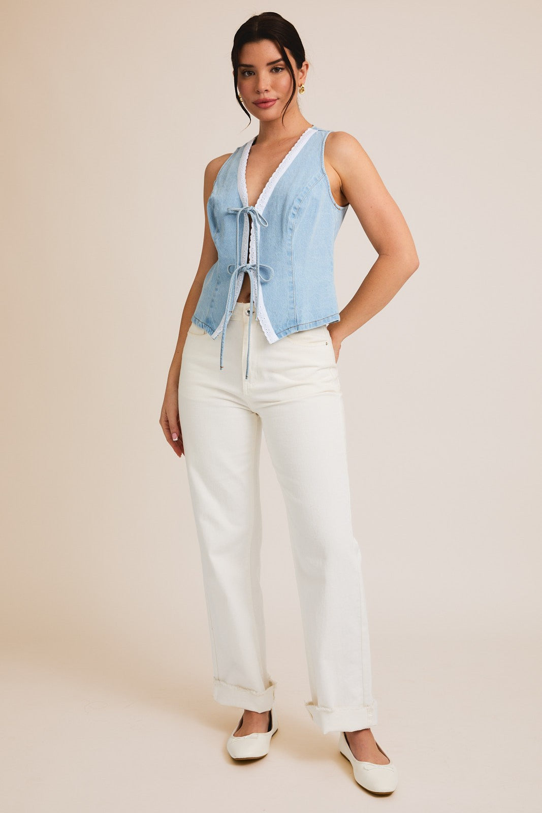 Dylan Denim & Lace Vest