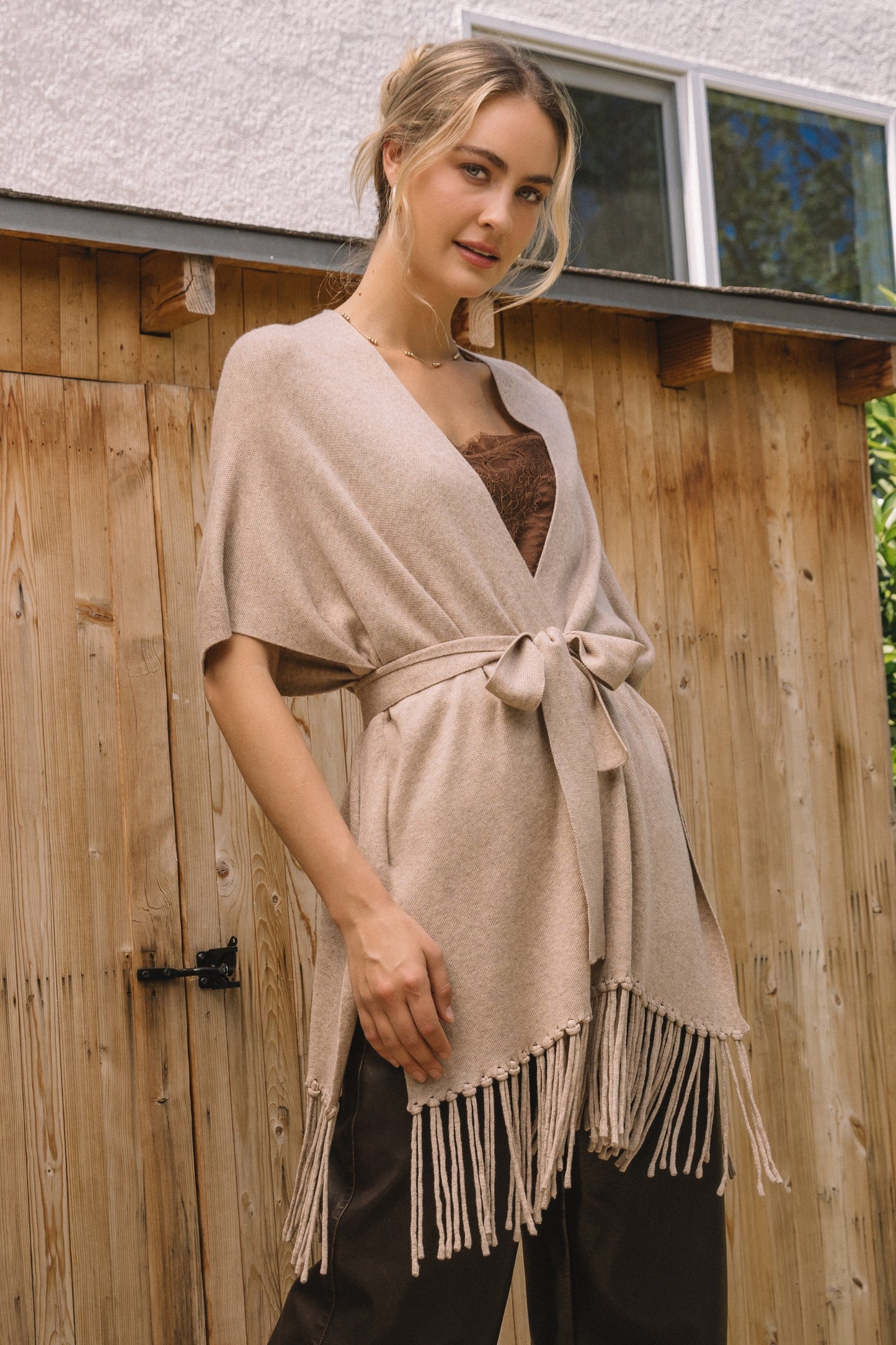 fringe tie cardigan