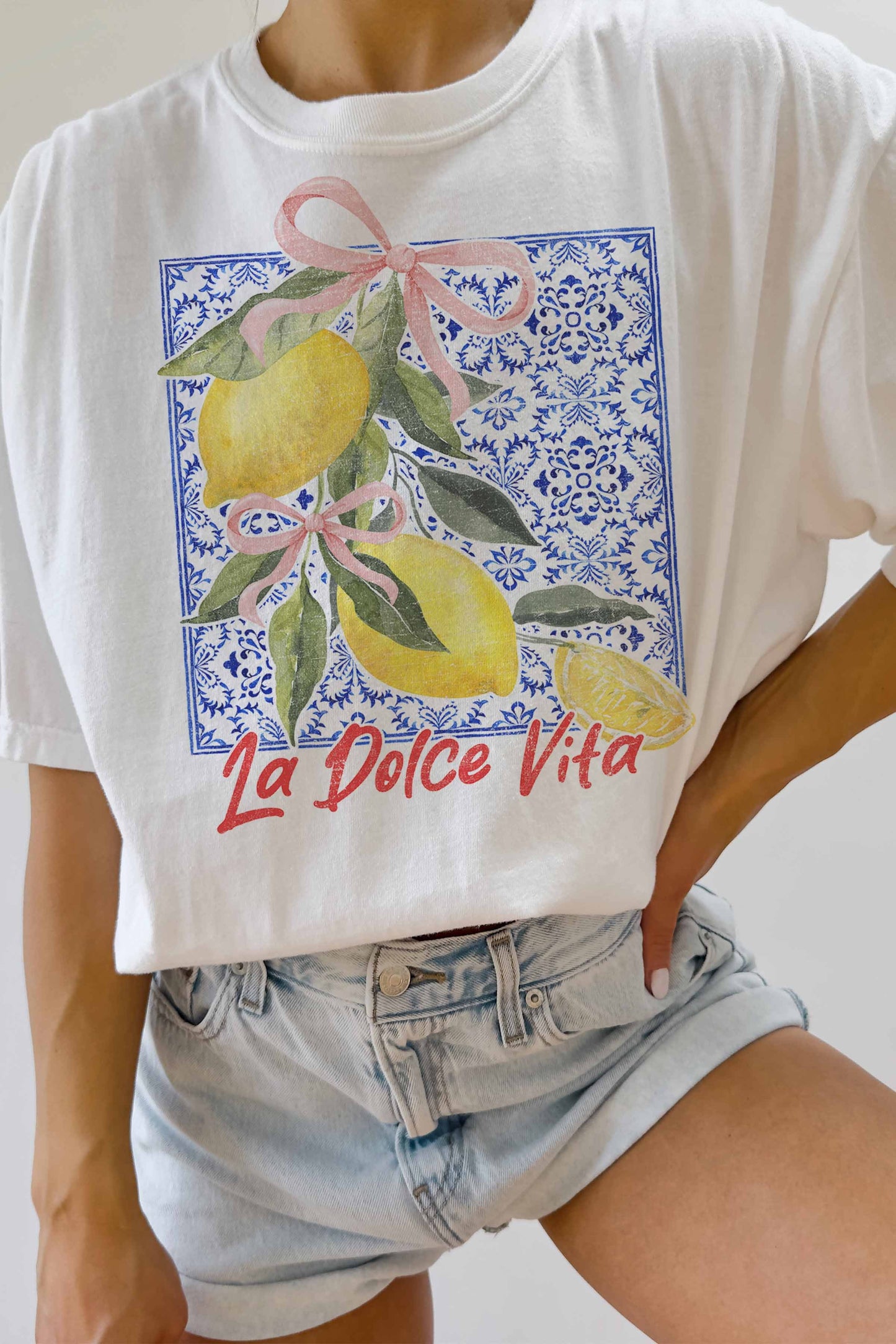 La Dolce Vita Graphic Tee. La dolce vita graphic tee with lemons. lemon graphic tee