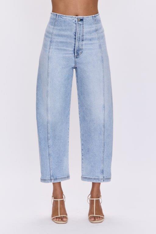blair high rise barrel jean with a seam detail