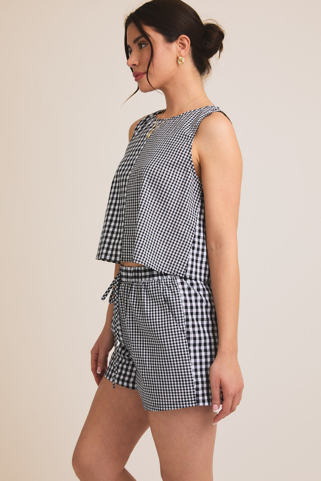 billy gingham shorts. black and white gingham shorts