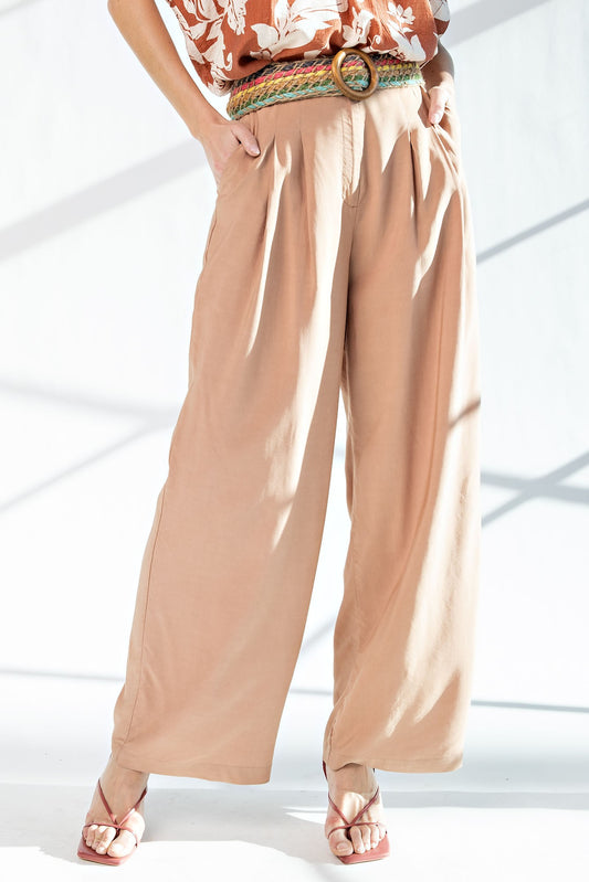 Challis Pleated Wide Leg Pant