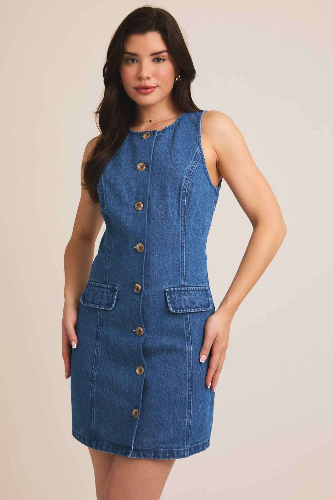 Ridley Button Down Dress. Denim Button Down Dress