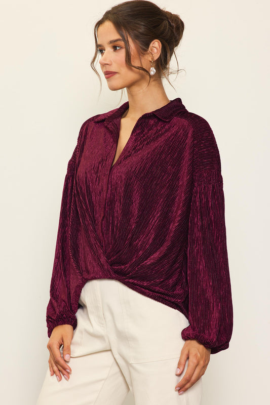 Textured Velvet Button Down